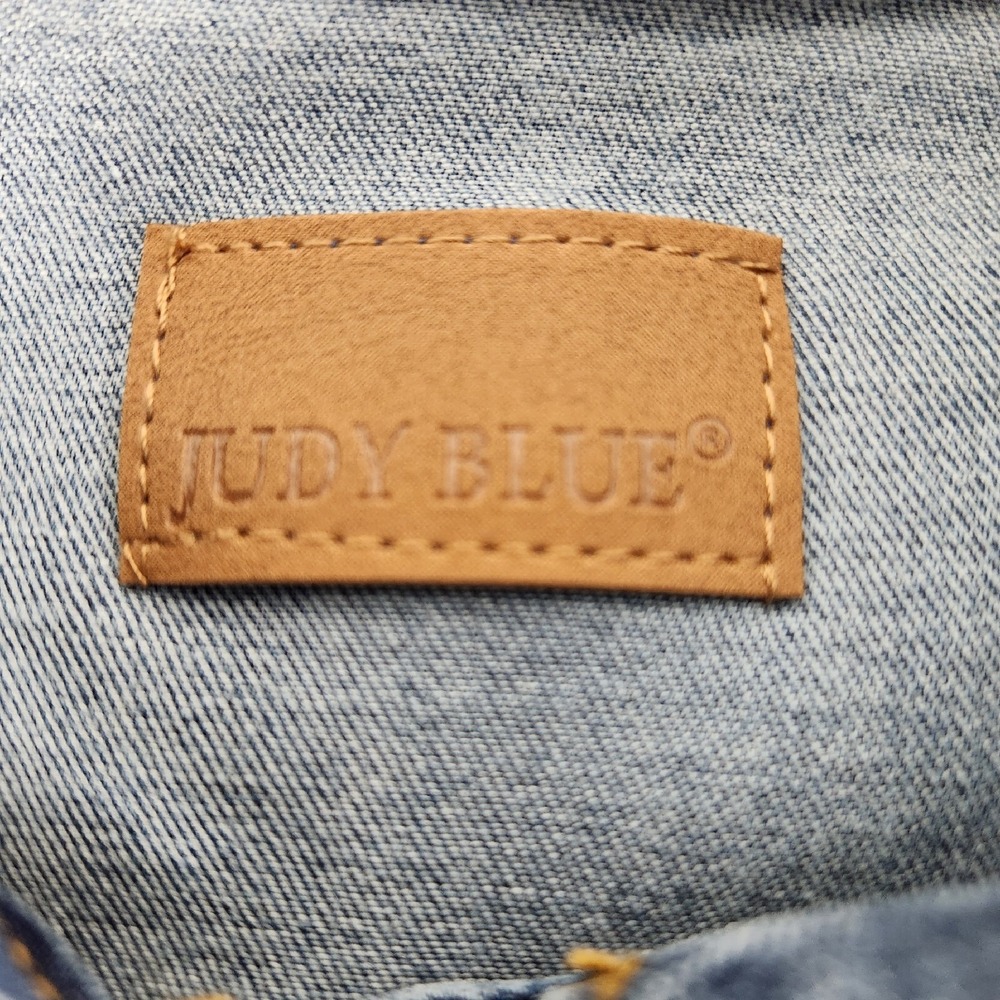 Judy Blue Cropped Jean jacket Stars Womens Medium M Denim - Picture 4 of 7